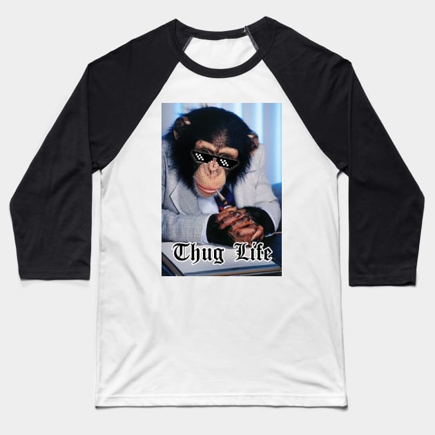 Thug Life Monkey Baseball T-Shirt by Pandans